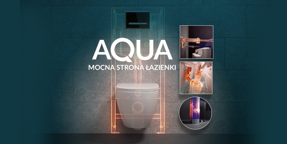 Stelaże podtynkowe i przyciski spłukujące AQUA