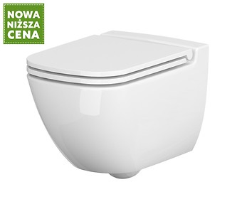 Zestaw: miska zawieszana Caspia CleanOn, deska slim duroplastowa z przyciskiem