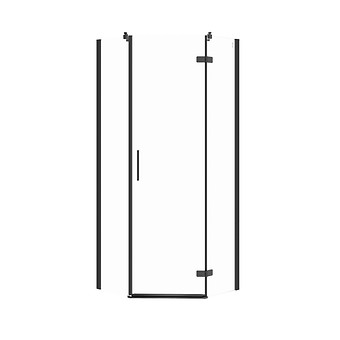 Kabina prysznicowa pięciokątna JOTA - (80x80x195) szkło transparentne - czarna, prawa