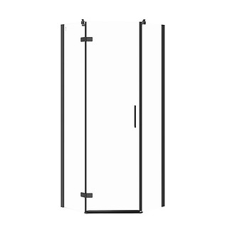 Kabina prysznicowa pięciokątna JOTA - (80x80x195) szkło transparentne - czarna, lewa