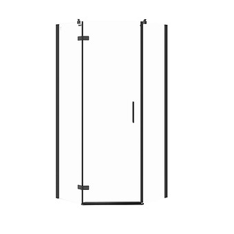 Kabina prysznicowa pięciokątna JOTA - (90x90x195) szkło transparentne - czarna, lewa