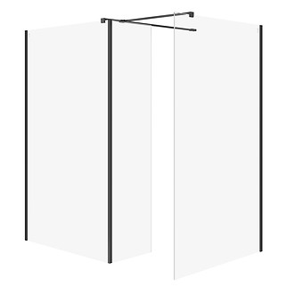 SET B805: Kabina walk-in MILLE z ruchomą ścianką czarny 100x90x30x200