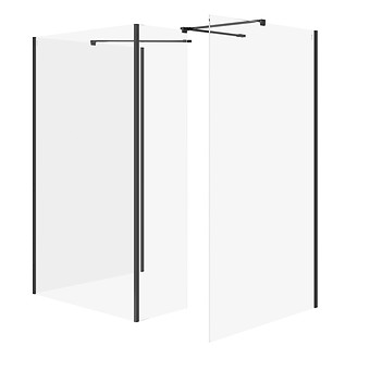 SET B809: Kabina walk-in MILLE z ruchomą ścianką czarny 90x90x90x30x200
