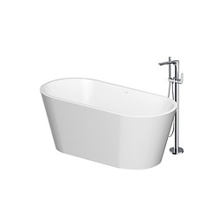 SET B722: Wanna wolnostojąca owalna CREA 160x75 z baterią wolnostojącą CREA chrom