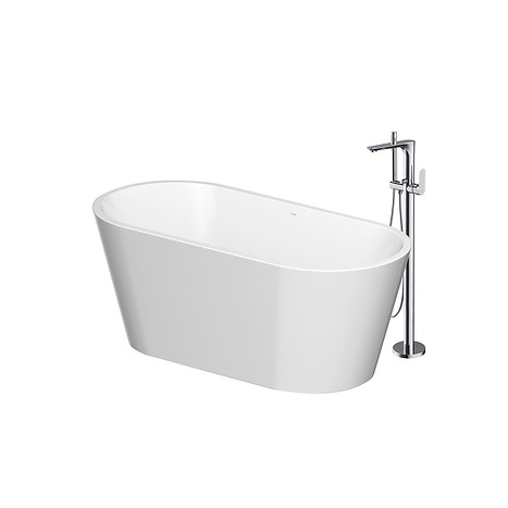 SET B722: Wanna wolnostojąca owalna CREA 160x75 z baterią wolnostojącą CREA chrom
