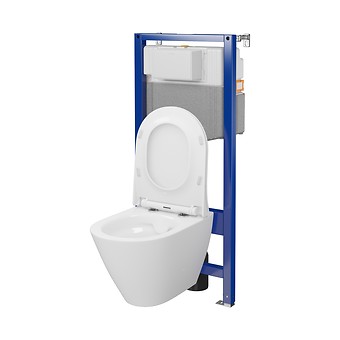 SET C15: stelaż AQUA 50 PNEU QF + miska zawieszana CITY by Cersanit OVAL CleanOn ...