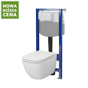 SET C25: stelaż AQUA 50 PNEU QF + miska zawieszana CASPIA CleanOn z deską