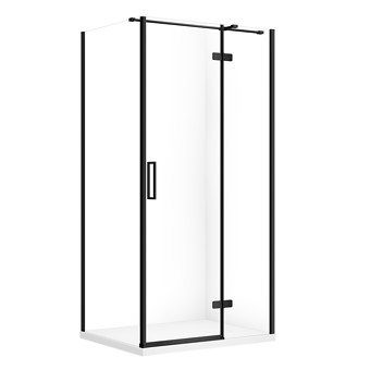 SET C568: Kabina prostokątna CITY by Cersanit 100X80X195 prawa czarna szkło ...