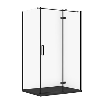 SET C582: Kabina prostokątna CITY by Cersanit 120X90X195 prawa czarna szkło ...
