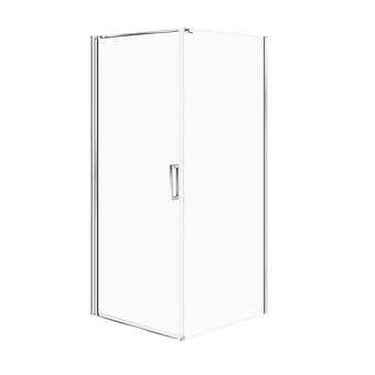 SET C389: Kabina prostokątna MODUO 90X80X195 1 drzwi pełne chrom szkło transparentne