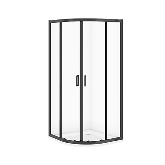 SET C705: Kabina półokragła ARTECO 80X80X190 czarna szkło transparentne + ...