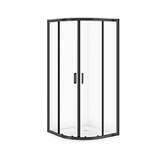 SET C706: Kabina półokragła ARTECO 90X90X190 czarna szkło transparentne + ...