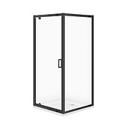 SET C701: Kabina kwadratowa ARTECO 80X80X190 czarna pivot szkło transparentne + ...