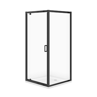 SET C702: Kabina kwadratowa ARTECO 90X90X190 czarna pivot szkło transparentne + ...