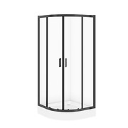 SET C707: Kabina półokragła ARTECO 80X80X190 czarna szkło transparentne + ...