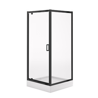 SET C704: Kabina kwadratowa ARTECO 90X90X190 czarna pivot szkło transparentne + ...