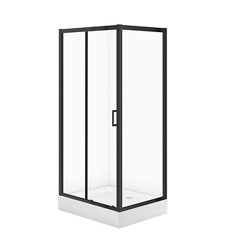 SET C710: Kabina prostokątna ARTECO 100X80X190 czarna szkło transparentne + ...