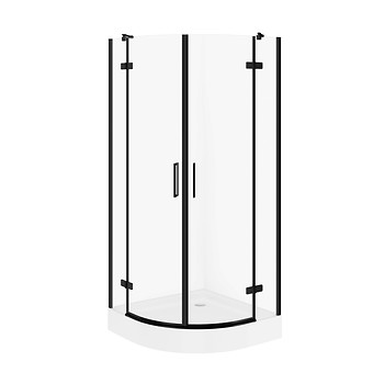 SET D02 Kabina półokrągła CITY by Cersanit 80X80X195 czarna szkło ...