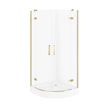 SET D06 Kabina półokrągła CITY by Cersanit 90X90X195 złota szkło ...