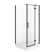 SET D09 Kabina kwadratowa CITY by Cersanit 80X80X195 prawa czarna szkło ...