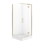 SET D11 Kabina kwadratowa CITY by Cersanit 80X80X195 prawa złota szkło ...