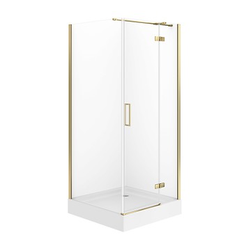 SET D11 Kabina kwadratowa CITY by Cersanit 80X80X195 prawa złota szkło ...