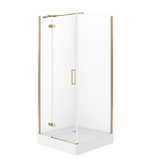 SET D12 Kabina kwadratowa CITY by Cersanit 80X80X195 lewa złota szkło ...