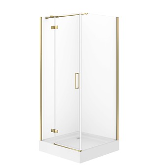 SET D12 Kabina kwadratowa CITY by Cersanit 80X80X195 lewa złota szkło ...