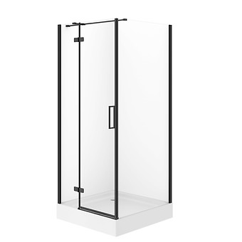 SET D16 Kabina kwadratowa CITY by Cersanit 90X90X195 lewa czarna szkło ...