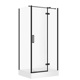 SET D21 Kabina prostokątna CITY by Cersanit 100X80X195 prawa czarna szkło ...