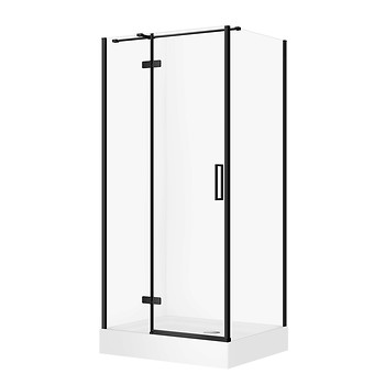 SET D22 Kabina prostokątna CITY by Cersanit 100X80X195 lewa czarna szkło ...