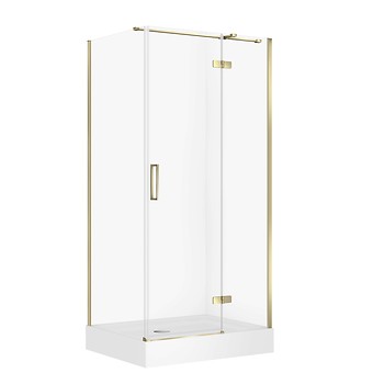 SET D23 Kabina prostokątna CITY by Cersanit 100X80X195 prawa złota szkło ...