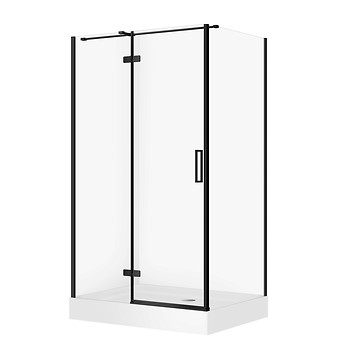 SET D28 Kabina prostokątna CITY by Cersanit 120X90X195 lewa czarna szkło ...