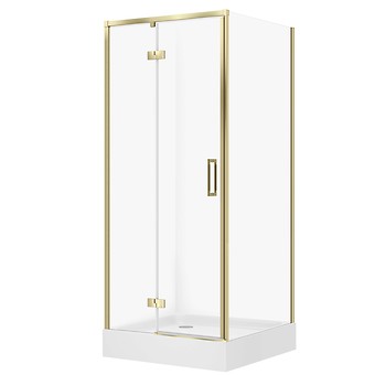 SET D36 Kabina kwadratowa LARGA by Cersanit 80X80X195 lewa złota mat szkło ...