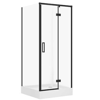 SET D39 Kabina kwadratowa LARGA by Cersanit 90X90X195 prawa czarna szkło ...