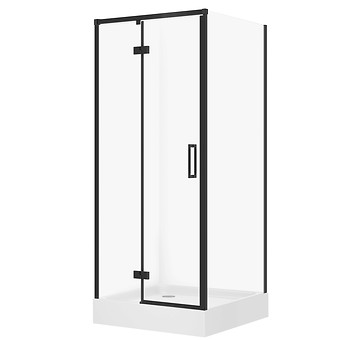 SET D40 Kabina kwadratowa LARGA by Cersanit 90X90X195 lewa czarna szkło ...