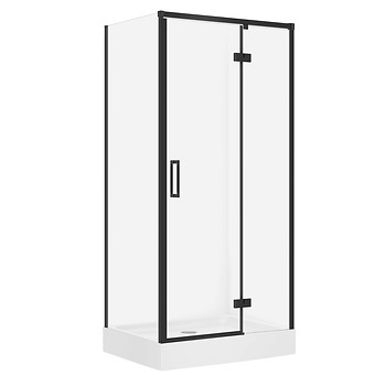 SET D45 Kabina prostokątna LARGA by Cersanit 100X80X195 prawa czarna szkło ...