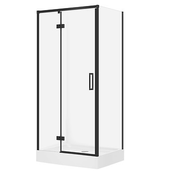 SET D46 Kabina prostokątna LARGA by Cersanit 100X80X195 lewa czarna szkło ...