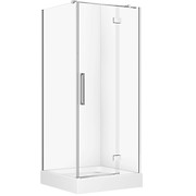 SET D55: KABINA KWADRATOWA CREA ZAWIAS 90X90X200 PRAWA + BRODZIK TAKO BIAŁY 16 CM