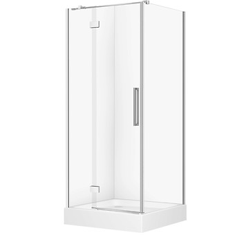 SET D56: KABINA KWADRATOWA CREA ZAWIAS 90X90X200 LEWA + BRODZIK TAKO BIAŁY 16 CM