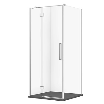 SET D67: KABINA KWADRATOWA CREA ZAWIAS 90X90X200 LEWA + BRODZIK TAKO SLIM SZARY MAT
