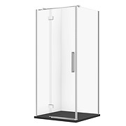 SET D69: KABINA KWADRATOWA CREA ZAWIAS 90X90X200 LEWA + BRODZIK TAKO SLIM CZARNY MAT