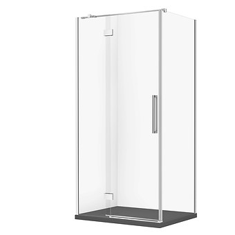 SET D75: KABINA PROSTOKĄTNA CREA ZAWIAS 100X80X200 LEWA + BRODZIK TAKO SLIM SZARY MAT