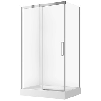 SET D87: KABINA PROSTOKĄTNA CREA PRZESUWNA 120X90X200 + BRODZIK TAKO SLIM BIAŁY MAT