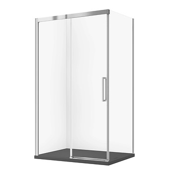 SET D89: KABINA PROSTOKĄTNA CREA PRZESUWNA 120X90X200 + BRODZIK TAKO SLIM CZARNY MAT