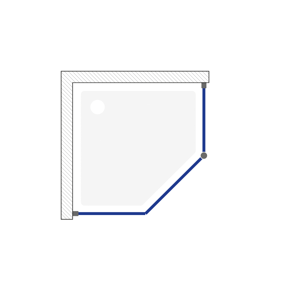 SET C522: Kabina pięciokątna CITY by Cersanit 90X90X195 prawa czarna szkło ...