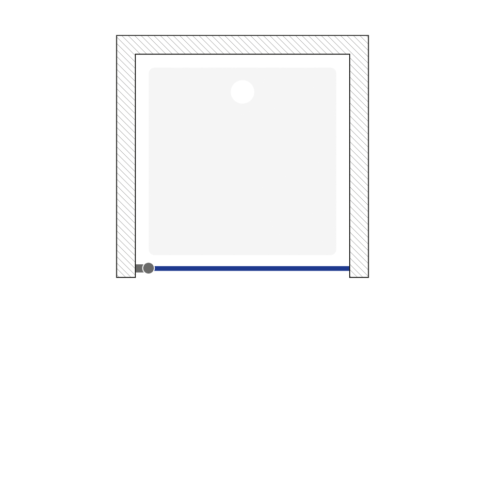 Drzwi kabiny MODUO 80X195 pełne chrom transparentne