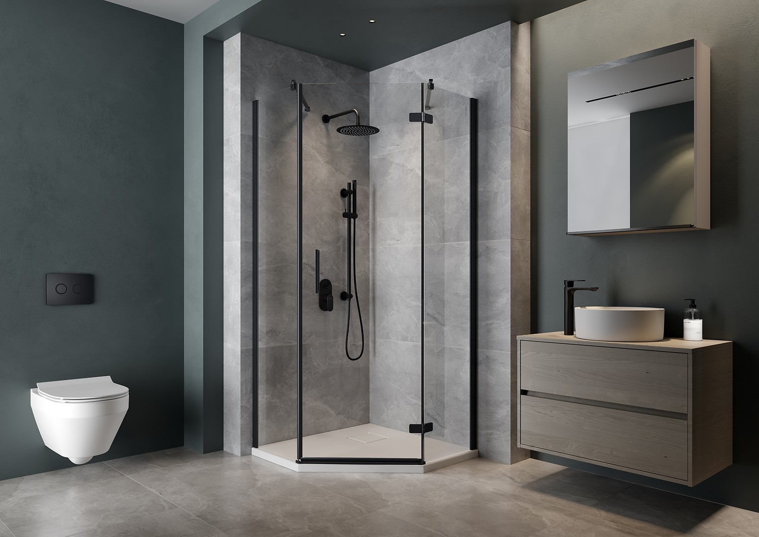 Kabina prysznicowa pięciokątna CITY by Cersanit