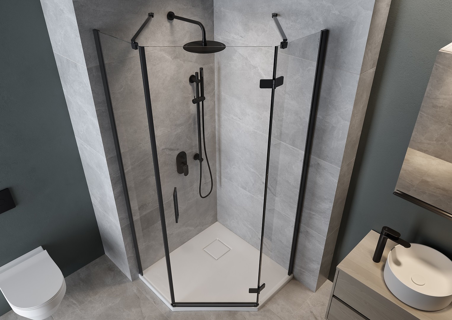 Kabina prysznicowa pięciokątna CITY by Cersanit