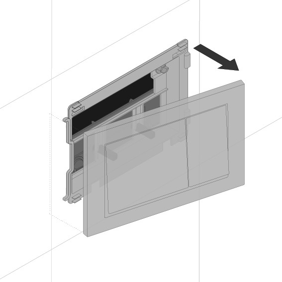 Demontaż frontu przycisku spłukującego